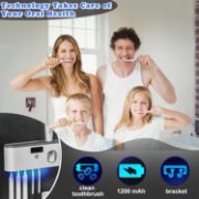 Picture of Wall Mounted Toothpaste Dispenser U·V Cleaner 5 Brush Slots Toothbrush Holder with Toothpaste Dispenser USB Rechargeable Toothbrush Holders for Bathroom