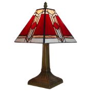 Picture of Traditional Table Lamp Antique Brass Stained Glass Vintage Tiffany Style Lamp Light