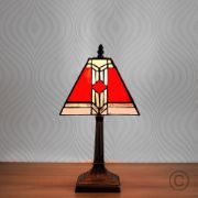 Picture of Traditional Table Lamp Antique Brass Stained Glass Vintage Tiffany Style Lamp Light