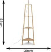 Picture of Wooden Floor Lamp 3 Tier Shelf Light Living Room Standard Storage Lighting