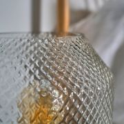 Picture of Antique Brass Table Lamp Featuring Textured Glass Lampshade for Bedroom or Living Room 