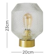 Picture of Antique Brass Table Lamp Featuring Textured Glass Lampshade for Bedroom or Living Room 