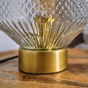 Picture of Antique Brass Table Lamp Featuring Textured Glass Lampshade for Bedroom or Living Room 