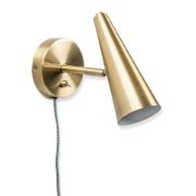 Picture of Adjustable Cone Brushed Brass Plug-In Wall Light Easy-Fit Reading Lamp