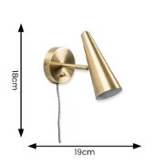 Picture of Adjustable Cone Brushed Brass Plug-In Wall Light Easy-Fit Reading Lamp