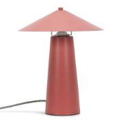 Picture of Coral Metal Table Lamp with Tapered Lampshade: Modern Lighting for Living Room or Bedroom