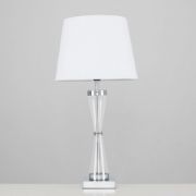 Picture of Modern Table Lamp Chrome Hourglass Light Fabric Lampshades LED Bulb