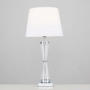 Picture of Modern Table Lamp Chrome Hourglass Light Fabric Lampshades LED Bulb