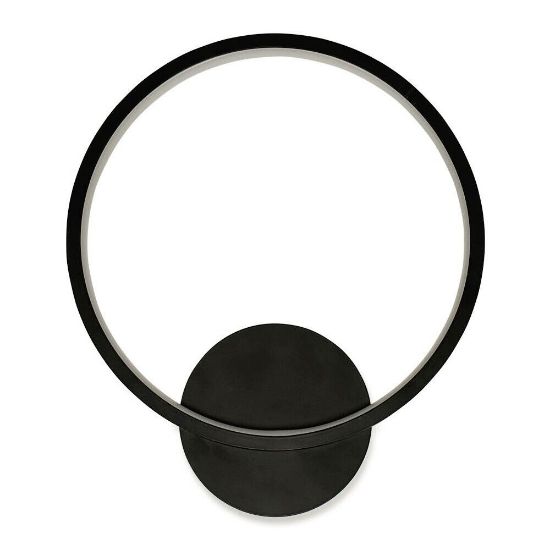 Picture of Matt Black Circle Wall Light Fixture with Integrated Neutral White LED - Indoor/Outdoor