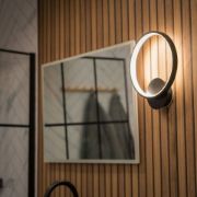 Picture of Matt Black Circle Wall Light Fixture with Integrated Neutral White LED - Indoor/Outdoor