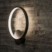 Picture of Matt Black Circle Wall Light Fixture with Integrated Neutral White LED - Indoor/Outdoor