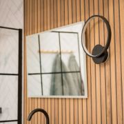 Picture of Matt Black Circle Wall Light Fixture with Integrated Neutral White LED - Indoor/Outdoor