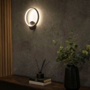 Picture of Matt Black Circle Wall Light Fixture with Integrated Neutral White LED - Indoor/Outdoor