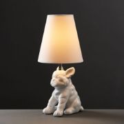 Picture of French Bulldog Table Lamp White Ceramic Modern Frenchie Design with LED Bulb