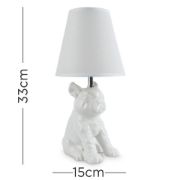 Picture of French Bulldog Table Lamp White Ceramic Modern Frenchie Design with LED Bulb