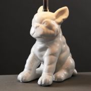 Picture of French Bulldog Table Lamp White Ceramic Modern Frenchie Design with LED Bulb