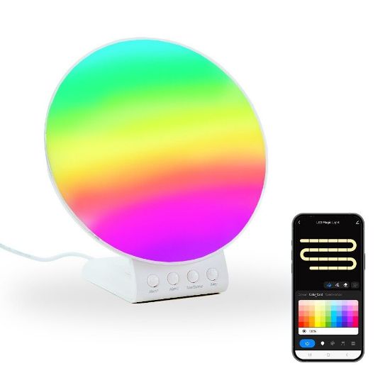 Picture of Smart Sunrise Alarm Clock with 2in1 Wireless Charging, RGBIC Sound Effects, and Ambient Lamp