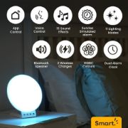 Picture of Smart Sunrise Alarm Clock with 2in1 Wireless Charging, RGBIC Sound Effects, and Ambient Lamp