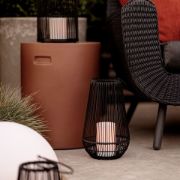 Picture of Black Vase-Shaped Basket Garden Lamp: Battery Operated Candle Light for Indoor, Outdoor 