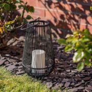 Picture of Black Vase-Shaped Basket Garden Lamp: Battery Operated Candle Light for Indoor, Outdoor 