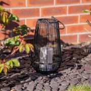 Picture of Black Vase-Shaped Basket Garden Lamp: Battery Operated Candle Light for Indoor, Outdoor 