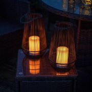 Picture of Black Vase-Shaped Basket Garden Lamp: Battery Operated Candle Light for Indoor, Outdoor 