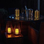 Picture of Black Vase-Shaped Basket Garden Lamp: Battery Operated Candle Light for Indoor, Outdoor 