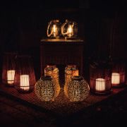 Picture of Black Vase-Shaped Basket Garden Lamp: Battery Operated Candle Light for Indoor, Outdoor 