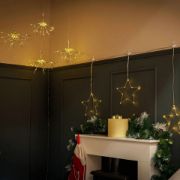 Picture of Set of 4 Battery Operated Christmas Tree Star Lights for Hanging on Windows or Walls - Xmas Decoration