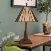 Picture of Traditional Tiffany Table Lamp Tinted Glass Shade Living Room Bedside Light