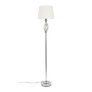 Picture of Traditional Floor Lamp Metal Stem Fabric Lampshade Living Room Light LED Bulb