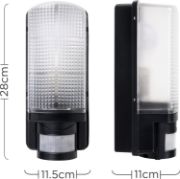 Picture of Black Outdoor Bulkhead Security PIR Motion Sensor Light Garden Lighting LED Bulb