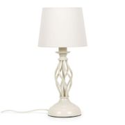 Picture of Traditional Table Lamp Metal Base Fabric Tapered Lampshade Living Room Light