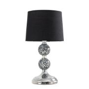 Picture of Crackle Table Lamp 33CM Glass Mosaic Living Room Light Fabric Lampshade LED Bulb