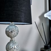 Picture of Crackle Table Lamp 33CM Glass Mosaic Living Room Light Fabric Lampshade LED Bulb