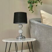 Picture of Crackle Table Lamp 33CM Glass Mosaic Living Room Light Fabric Lampshade LED Bulb