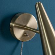 Picture of Set of 2 Brushed Brass Plug-In Wall Lights with Adjustable Cone Shades - Easy-Fit Task Lamps