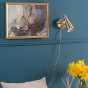 Picture of Set of 2 Brushed Brass Plug-In Wall Lights with Adjustable Cone Shades - Easy-Fit Task Lamps