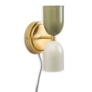 Picture of Set of Gold Up & Down Plug In Wall Lights with Metal Lampshades for Living Room Decor