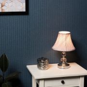 Picture of Metal Touch Table Lamp with Chrome Finish, Pleated Pink Lampshade, and Acrylic Jewel Design