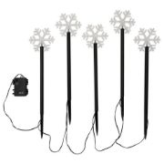 Picture of 5x Snowflake Outdoor Spike Lights Battery Operated Christmas Stake Garden Light