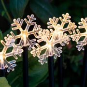 Picture of 5x Snowflake Outdoor Spike Lights Battery Operated Christmas Stake Garden Light