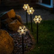 Picture of 5x Snowflake Outdoor Spike Lights Battery Operated Christmas Stake Garden Light