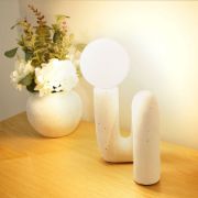 Picture of White Ceramic Table Lamp Curl Arch Light Living Room Bedroom Lighting LED Bulb