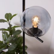 Picture of Metal Table Lamp Black Smoked Glass Globe Lampshade Living Room Light LED Bulb