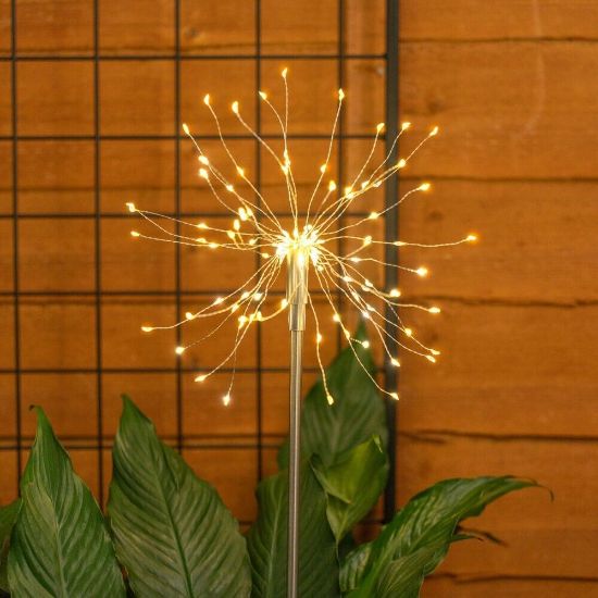 Picture of Outdoor Garden Paths: Set of 2 Solar-Powered Firework Stake Lights with Ground Spike