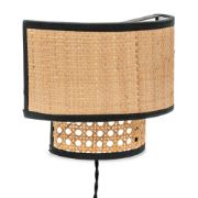 Picture of Easy-Fit Rattan Plug-In Wall Lamp: Wicker Cane for Living Room or Bedroom Lighting