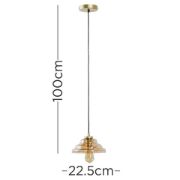 Picture of Antique Brass Hanging Pendant Ceiling Light Fixture with Lustre Amber Glass and LED Bulb