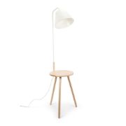 Picture of Large Wood Tripod Floor Lamp Coffee Table White Living Room Light Fabric Shade