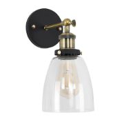 Picture of Steampunk Style Sconce: Metal LED Wall Light with Antique Brass Finish and Glass Shade